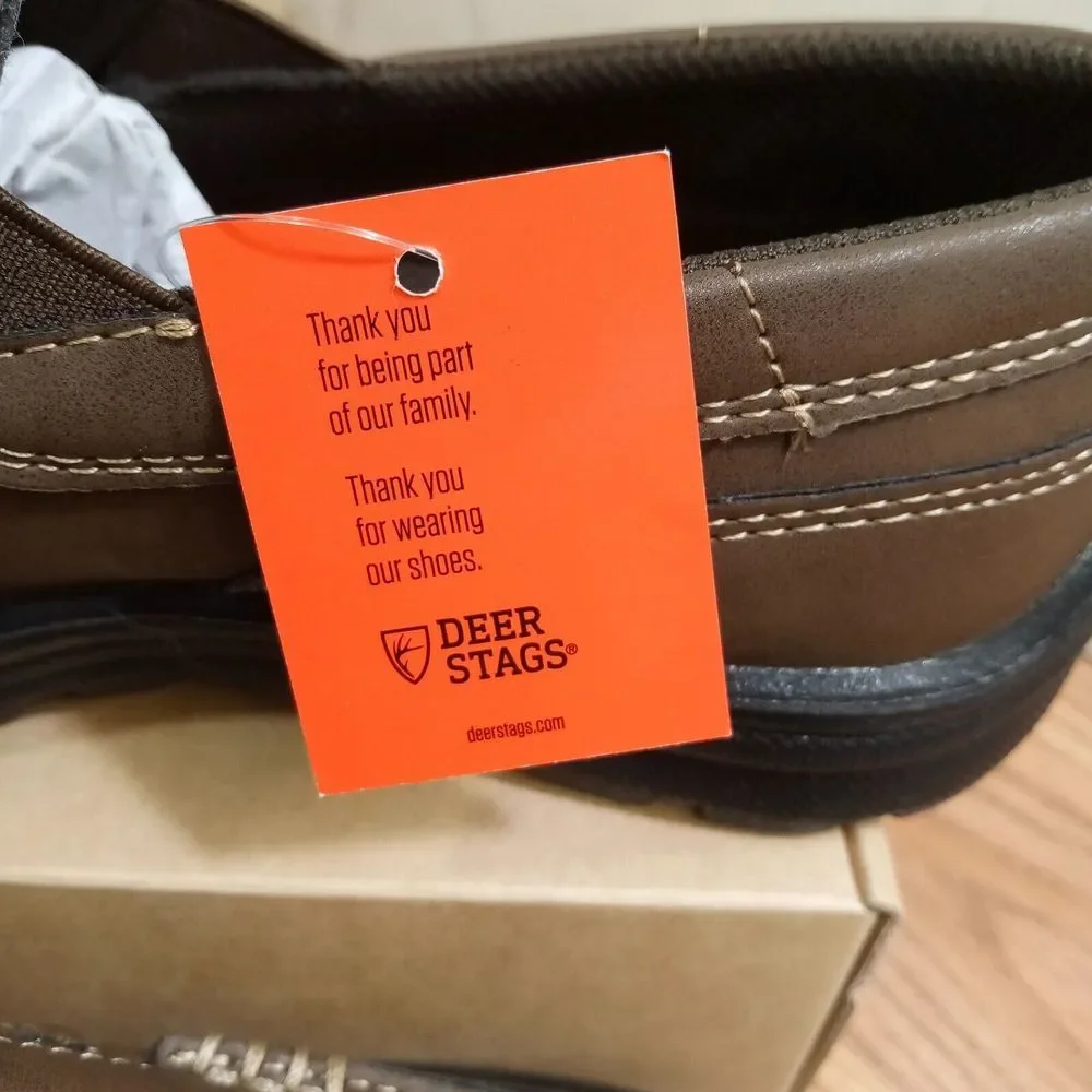 Deer Stags Boys‎ Sz 4M EU 36 Zesty Brown Slip On Loafers Faux Leather